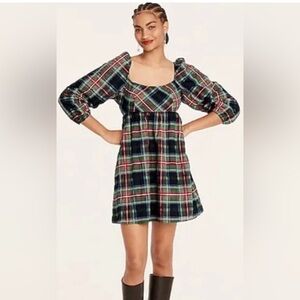 NWOT JCrew Stewart Tartan Puff Sleeve Mini Dress Size 4